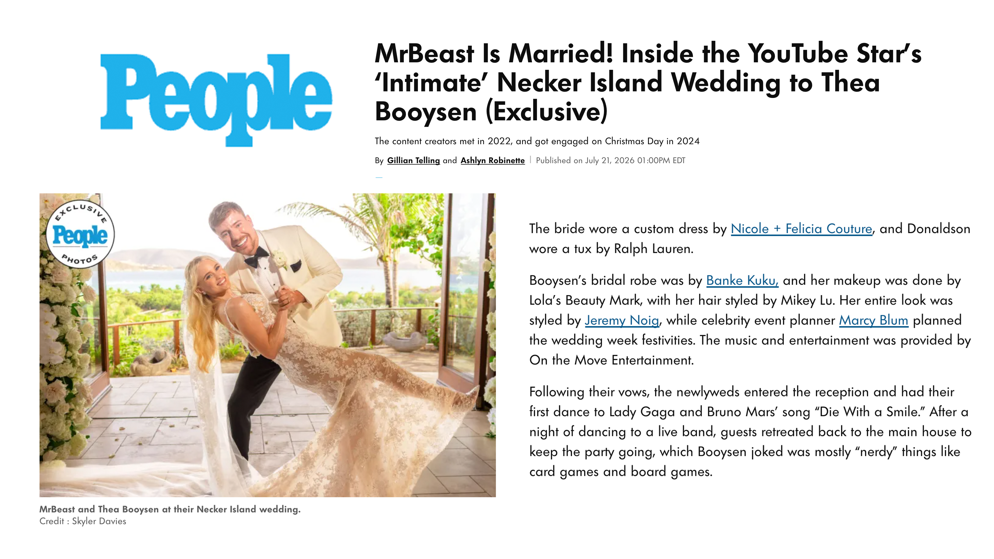 People Article Mr.Beast Wedding